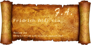 Fridrich Alícia névjegykártya